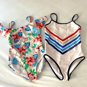 Young Girls Bundle of 2 Swimsuits, Hilfiger & Kanu, Size 8-10, One-Piece